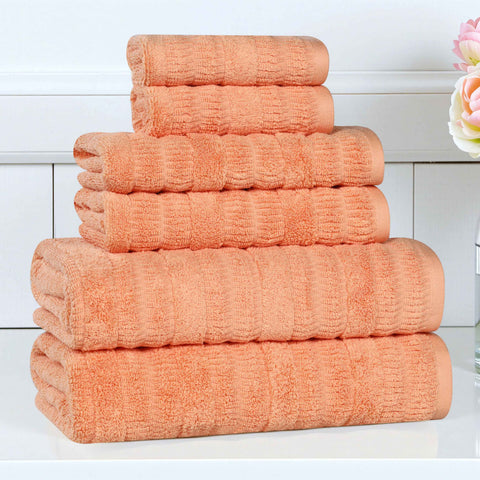 Mika Smart Twist Viscose Cotton Blend Solid Ribbed 6 Piece Towel Set