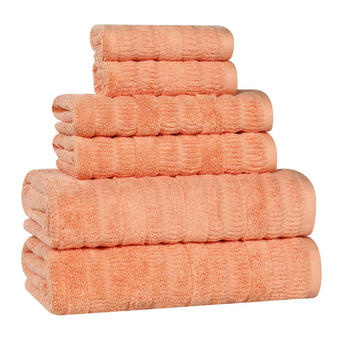 Mika Smart Twist Viscose Cotton Blend Solid Ribbed 6 Piece Towel Set