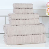 Mika Smart Twist Viscose Cotton Blend Solid Ribbed 6 Piece Towel Set