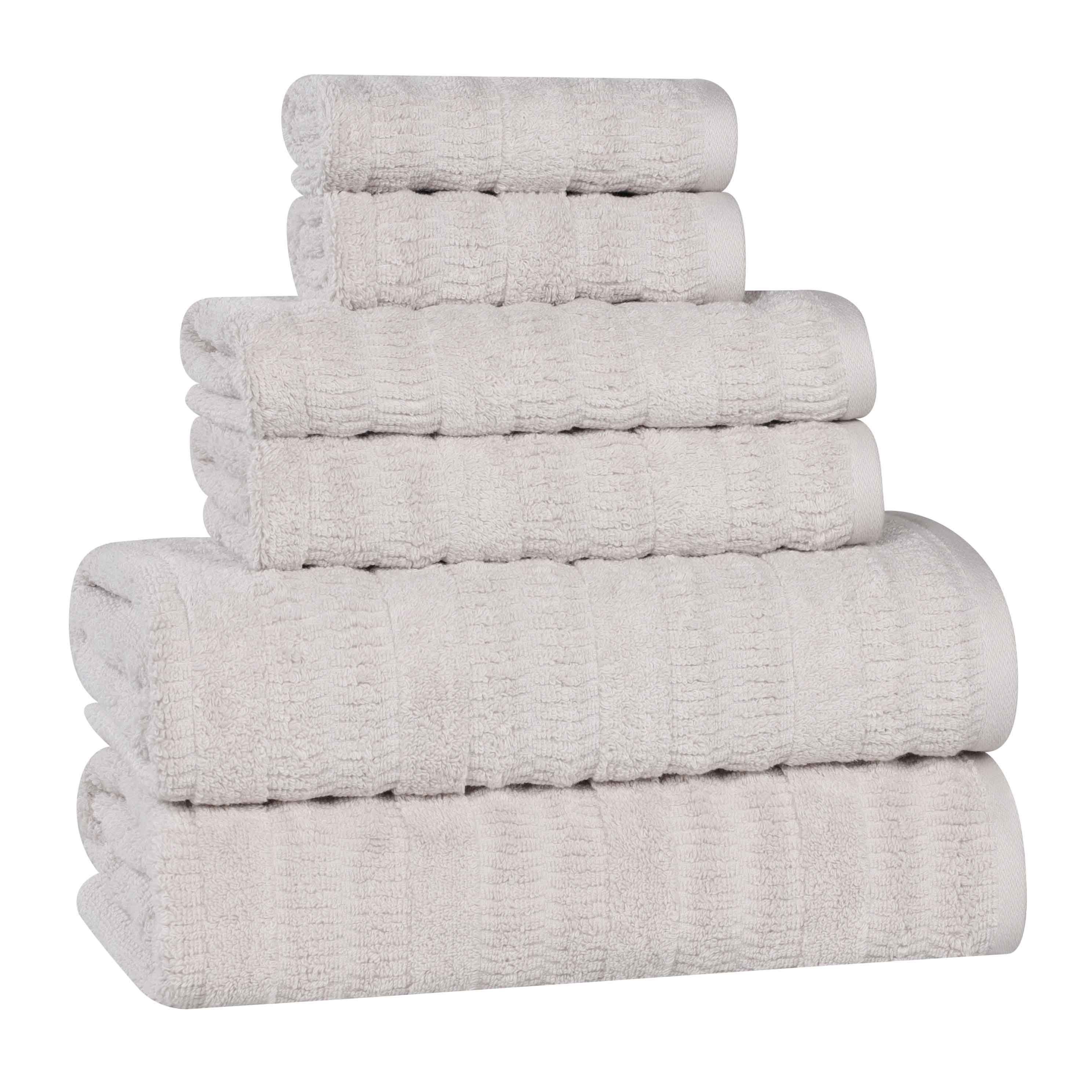 Mika Smart Twist Viscose Cotton Blend Solid Ribbed 6 Piece Towel Set