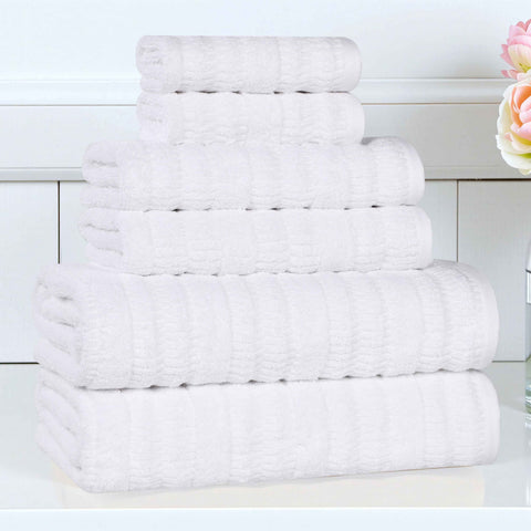 Mika Smart Twist Viscose Cotton Blend Solid Ribbed 6 Piece Towel Set
