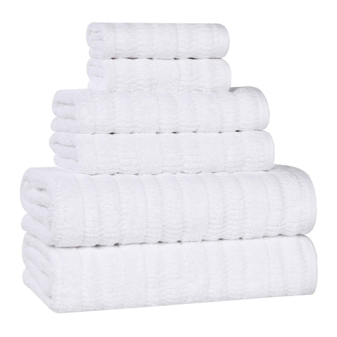 Mika Smart Twist Viscose Cotton Blend Solid Ribbed 6 Piece Towel Set