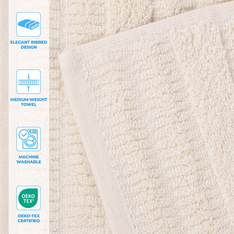 Mika Smart Twist Viscose Cotton Blend Solid Ribbed 8 Piece Towel Set