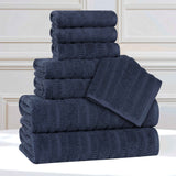 Mika Smart Twist Viscose Cotton Blend Solid Ribbed 8 Piece Towel Set