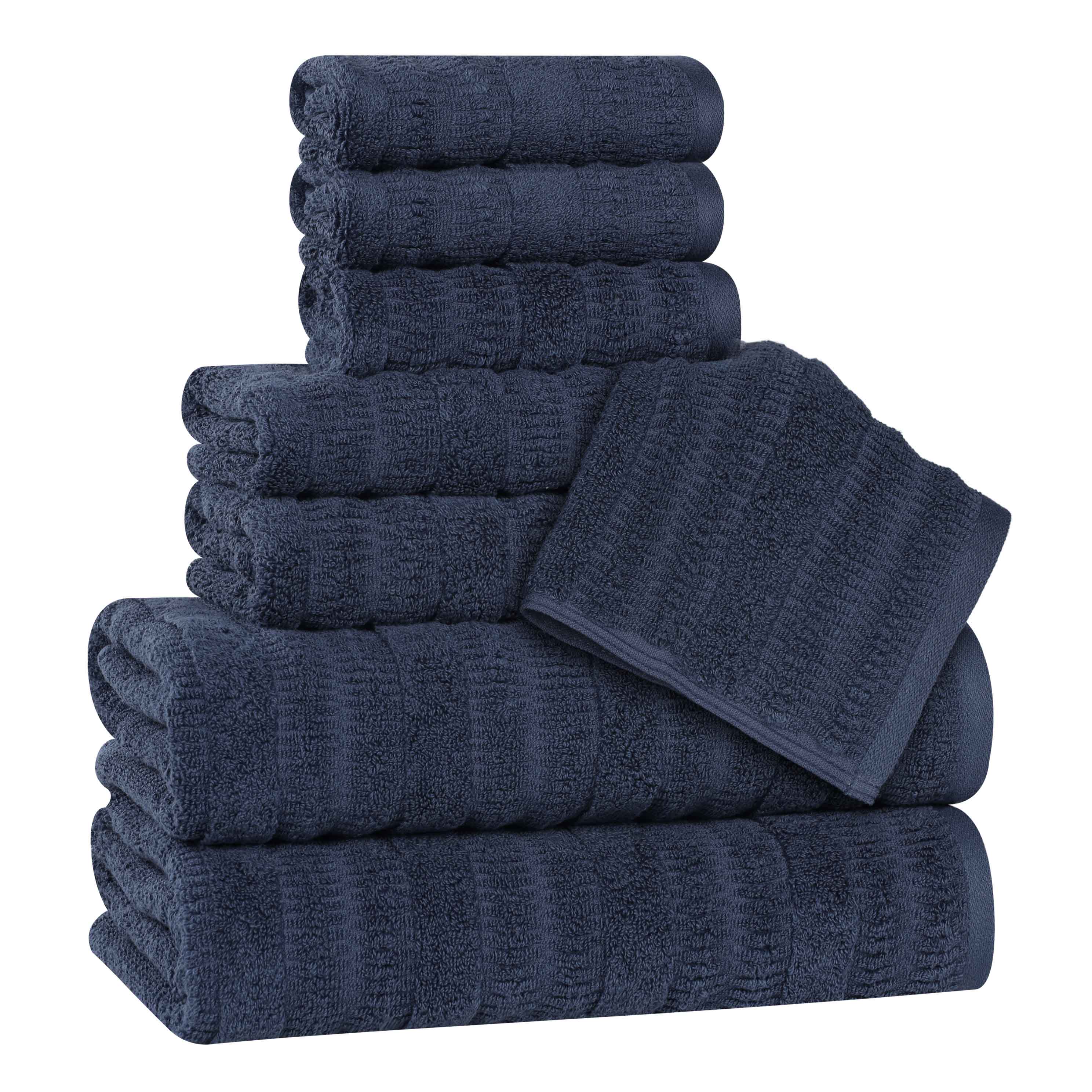 Mika Smart Twist Viscose Cotton Blend Solid Ribbed 8 Piece Towel Set