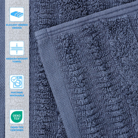 Mika Smart Twist Viscose Cotton Blend Solid Ribbed 8 Piece Towel Set