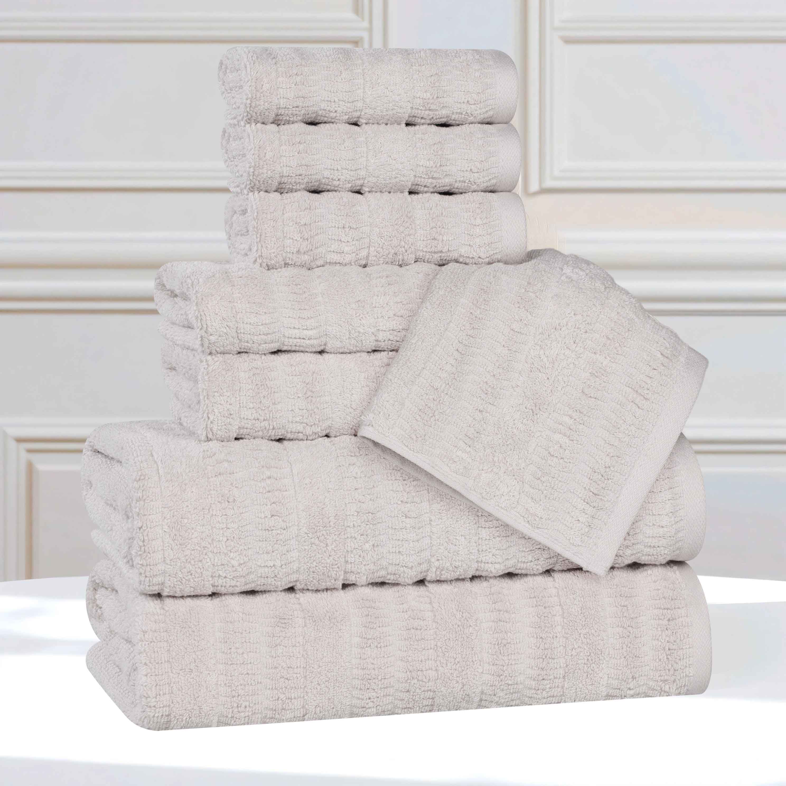 Mika Smart Twist Viscose Cotton Blend Solid Ribbed 8 Piece Towel Set