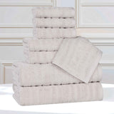 Mika Smart Twist Viscose Cotton Blend Solid Ribbed 8 Piece Towel Set