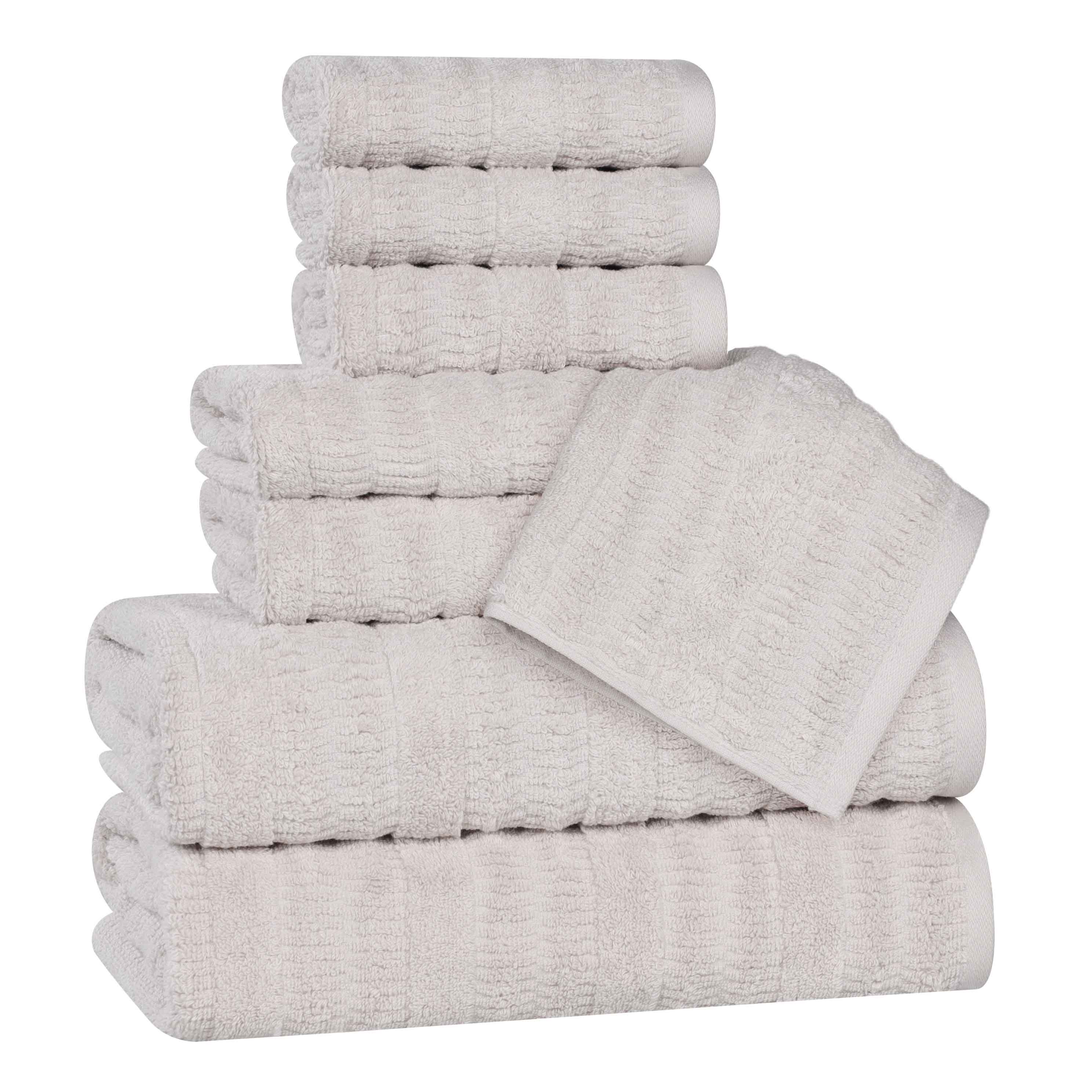 Mika Smart Twist Viscose Cotton Blend Solid Ribbed 8 Piece Towel Set