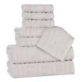 Mika Smart Twist Viscose Cotton Blend Solid Ribbed 8 Piece Towel Set