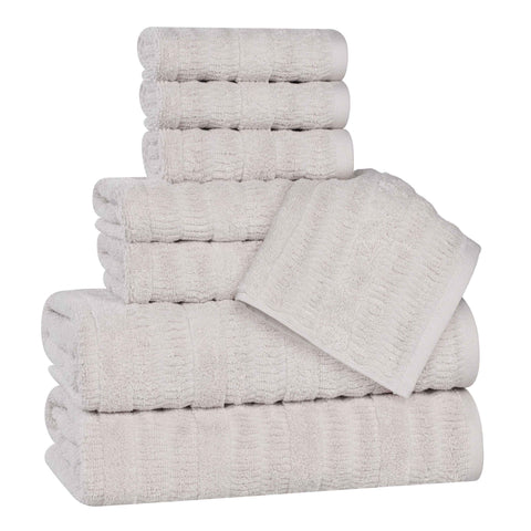 Mika Smart Twist Viscose Cotton Blend Solid Ribbed 8 Piece Towel Set