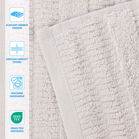 Mika Smart Twist Viscose Cotton Blend Solid Ribbed 8 Piece Towel Set