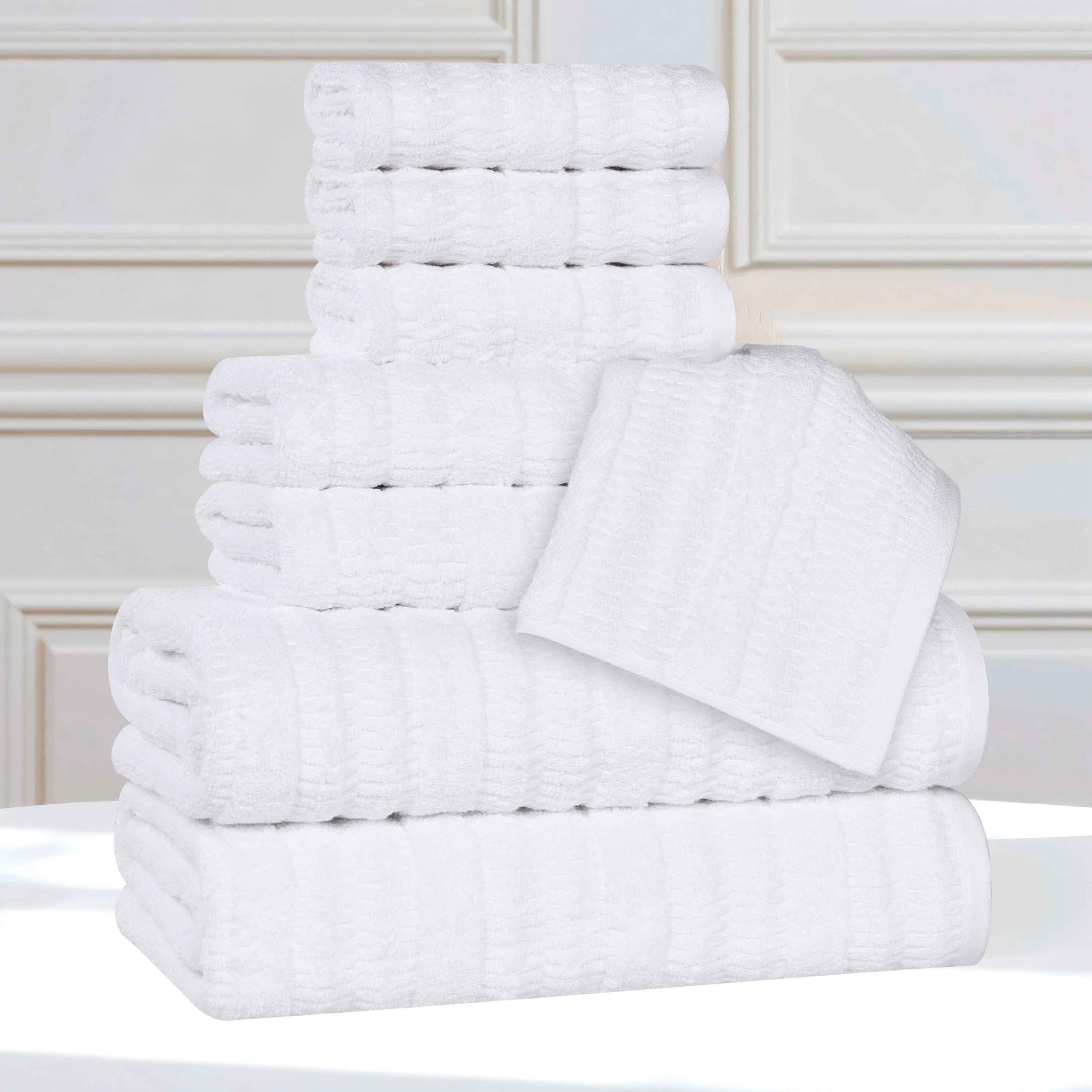 Mika Smart Twist Viscose Cotton Blend Solid Ribbed 8 Piece Towel Set