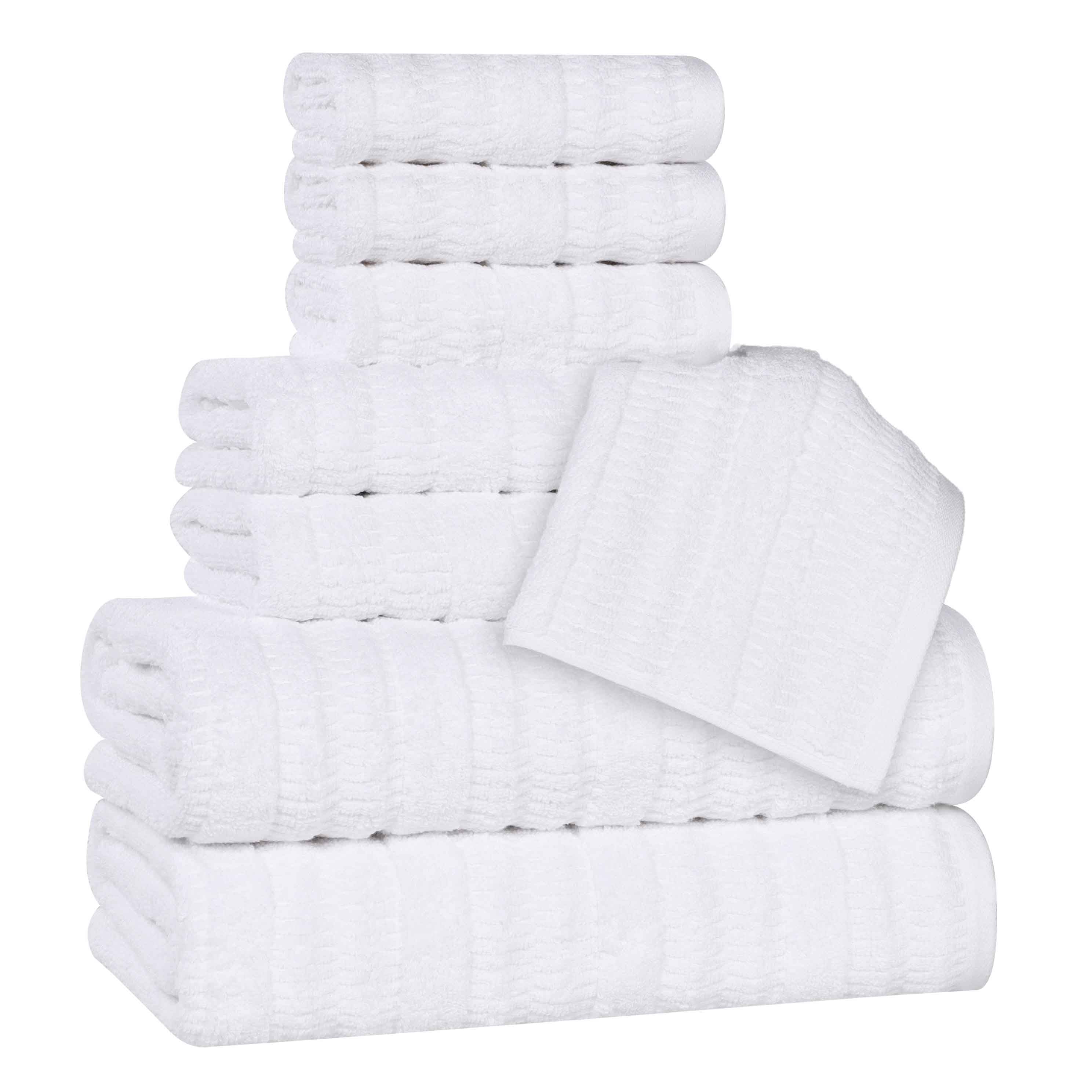 Mika Smart Twist Viscose Cotton Blend Solid Ribbed 8 Piece Towel Set
