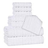 Mika Smart Twist Viscose Cotton Blend Solid Ribbed 8 Piece Towel Set