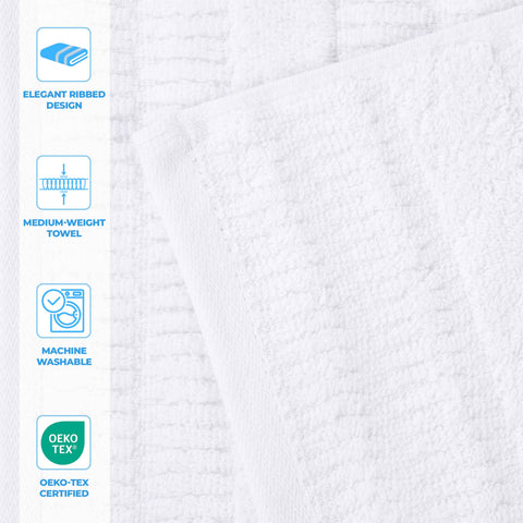 Mika Smart Twist Viscose Cotton Blend Solid Ribbed 8 Piece Towel Set
