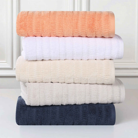 Mika Smart Twist Viscose Cotton Blend Solid Ribbed 8 Piece Towel Set