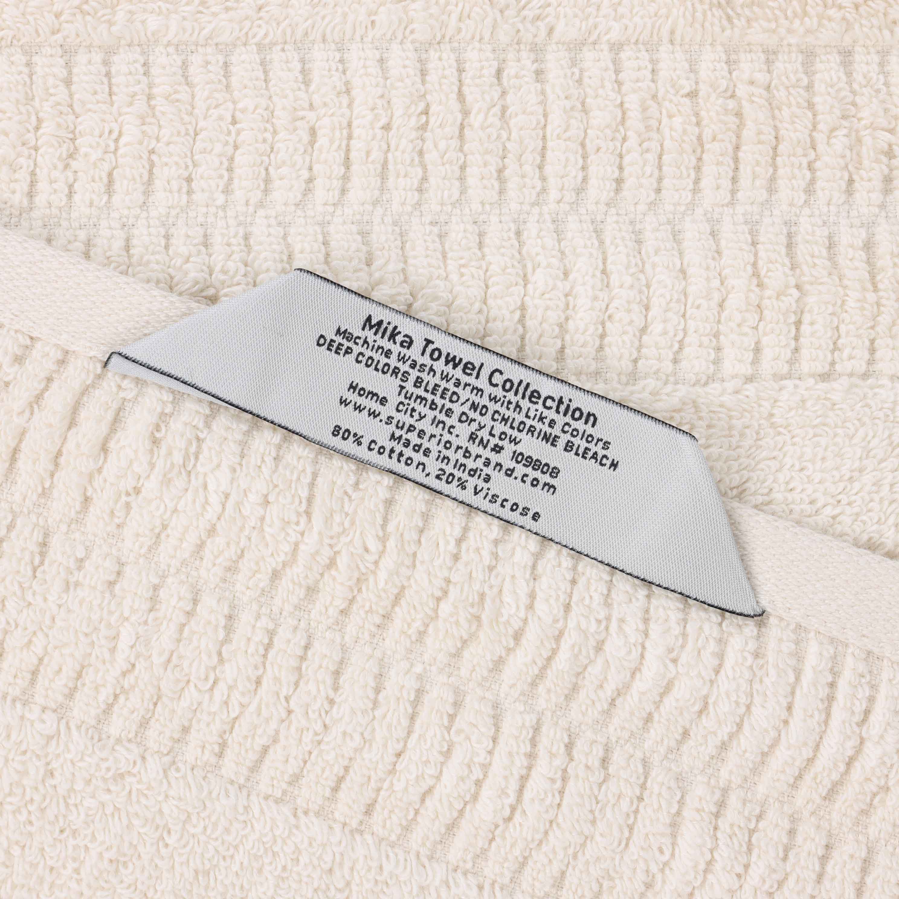 Mika Smart Twist Viscose Cotton Blend Solid Ribbed 9 Piece Towel Set