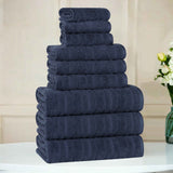 Mika Smart Twist Viscose Cotton Blend Solid Ribbed 9 Piece Towel Set