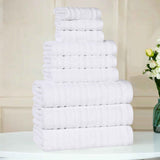 Mika Smart Twist Viscose Cotton Blend Solid Ribbed 9 Piece Towel Set