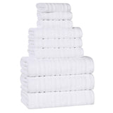 Mika Smart Twist Viscose Cotton Blend Solid Ribbed 9 Piece Towel Set