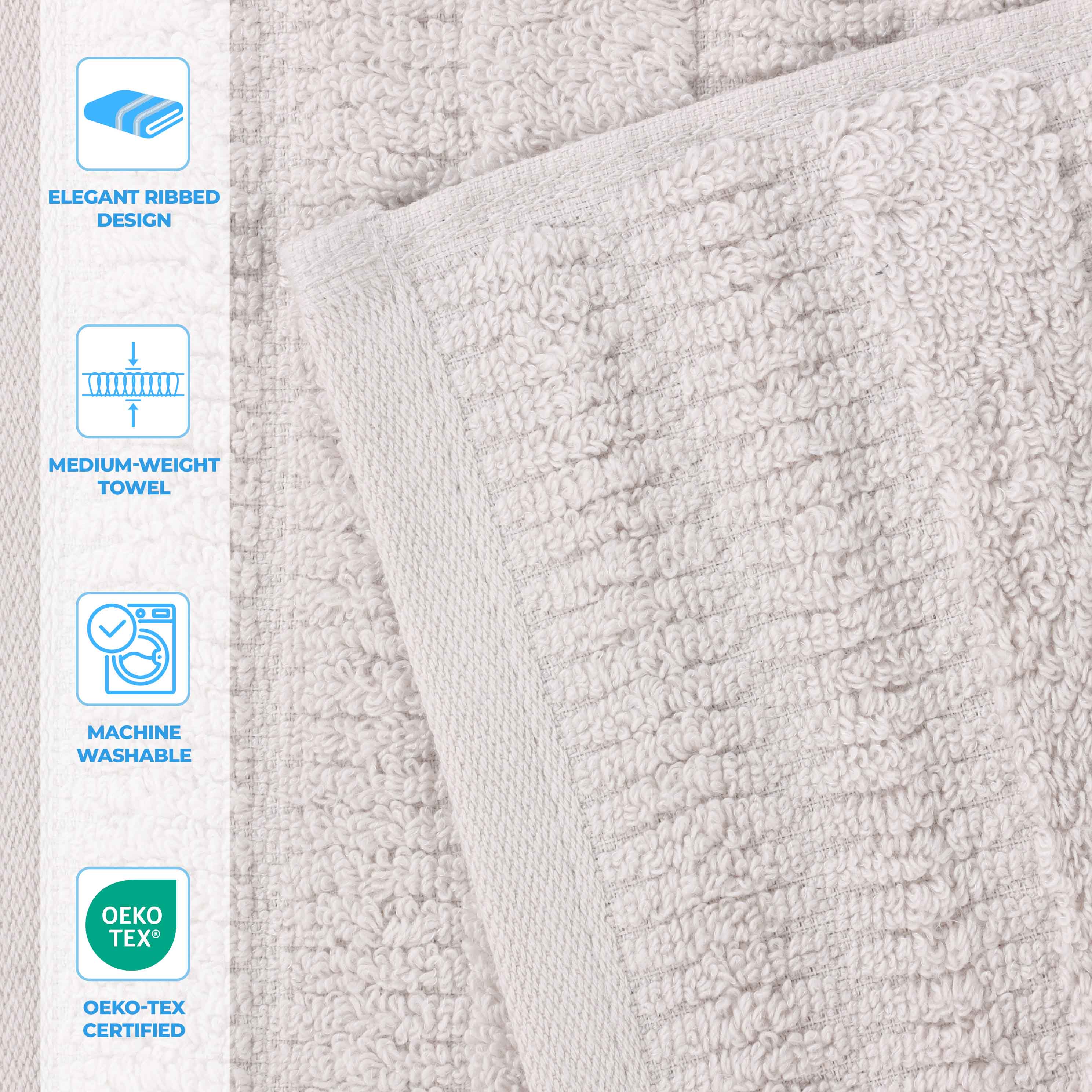 Mika Smart Twist Viscose Cotton Blend Solid Ribbed 9 Piece Towel Set