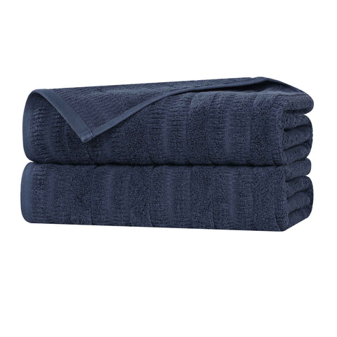 Mika Smart Twist Viscose Cotton Blend Ribbed Bath Sheets, Set of 2