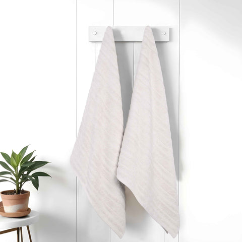 Mika Smart Twist Viscose Cotton Blend Ribbed Bath Sheets, Set of 2