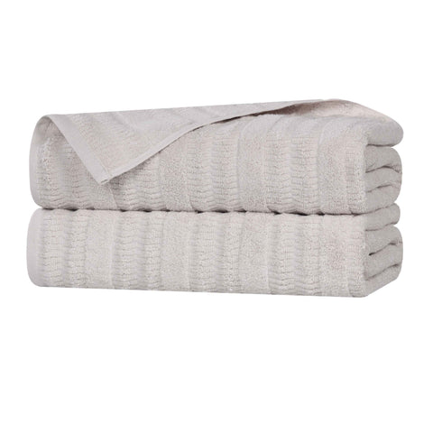 Mika Smart Twist Viscose Cotton Blend Ribbed Bath Sheets, Set of 2