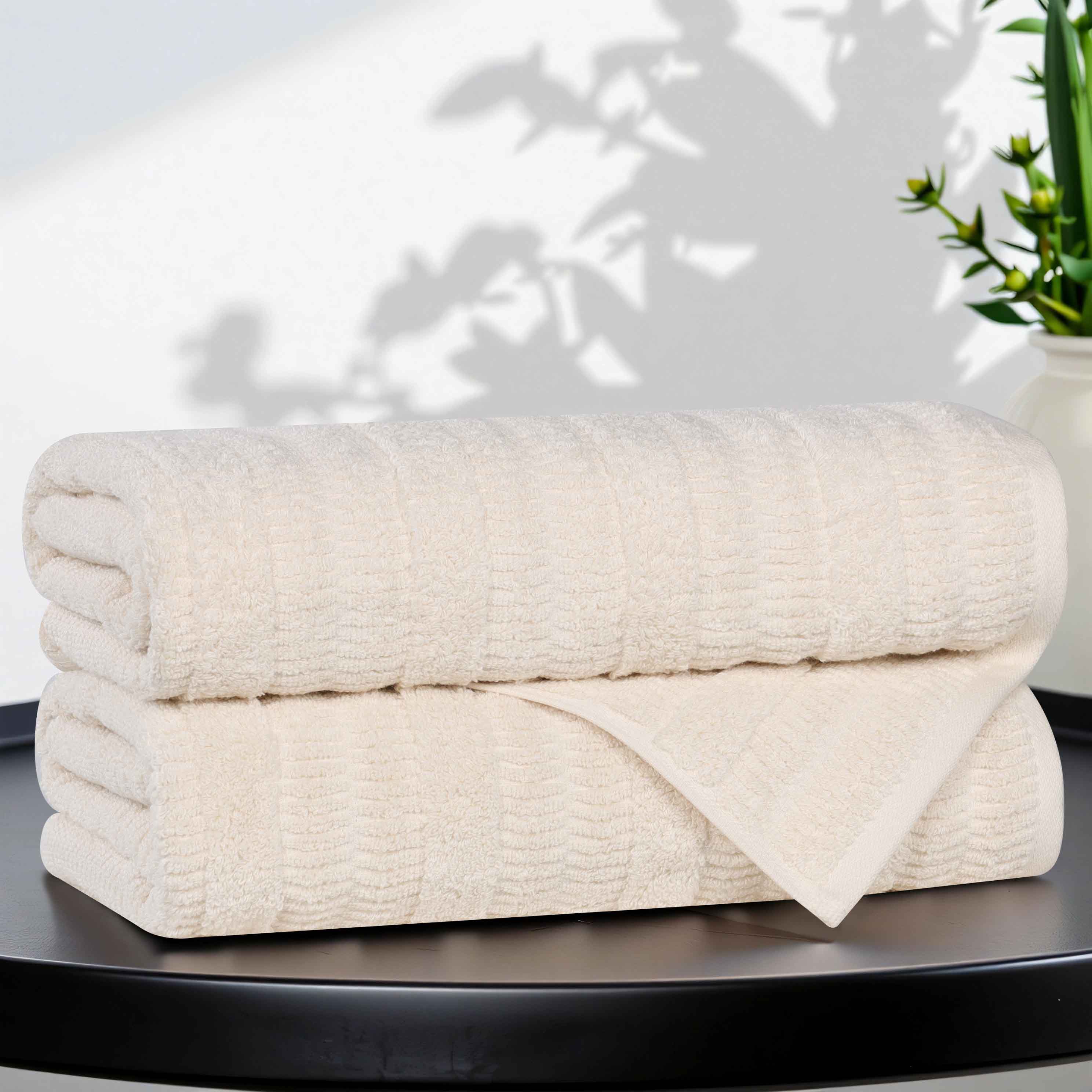 Viscose Cotton Blend Ribbed Bath Towel Set of 2