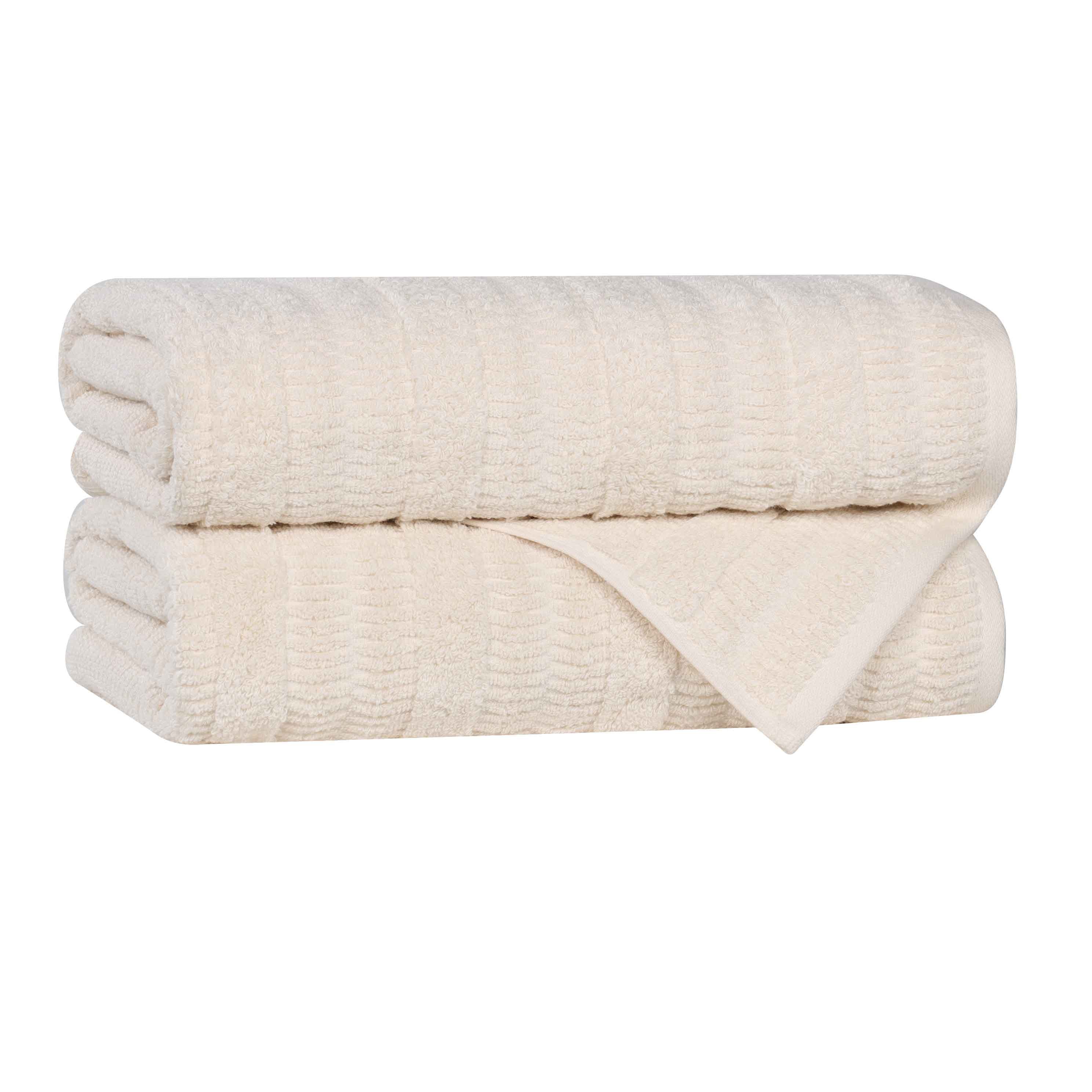 Viscose Cotton Blend Ribbed Bath Towel Set of 2