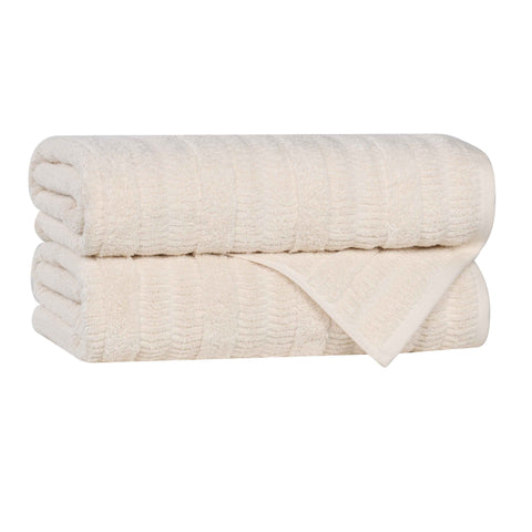 Viscose Cotton Blend Ribbed Bath Towel Set of 2
