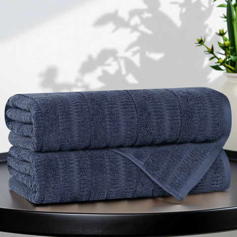 Viscose Cotton Blend Ribbed Bath Towel Set of 2