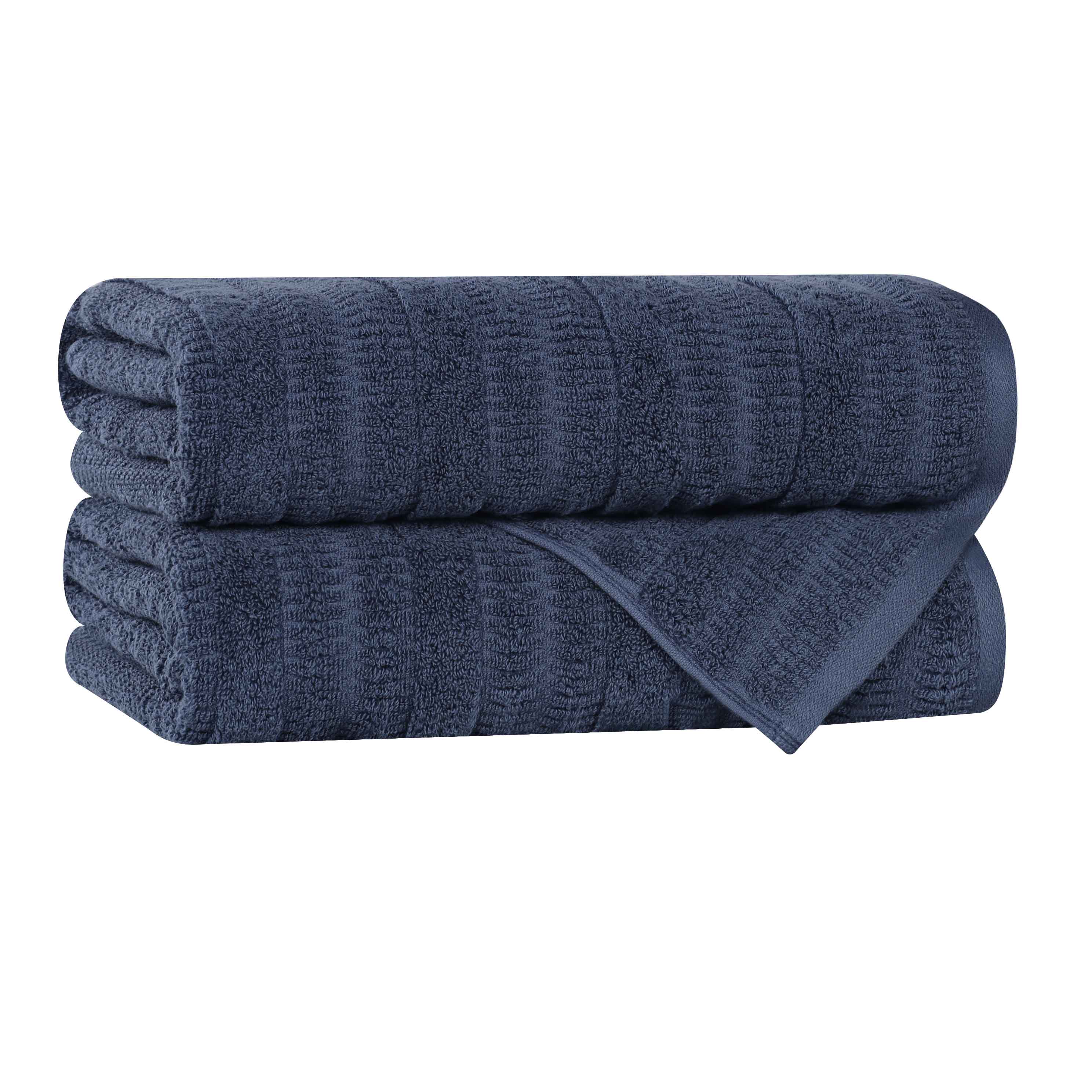 Viscose Cotton Blend Ribbed Bath Towel Set of 2