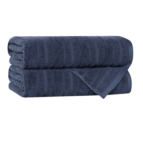 Viscose Cotton Blend Ribbed Bath Towel Set of 2