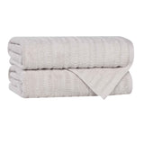 Viscose Cotton Blend Ribbed Bath Towel Set of 2