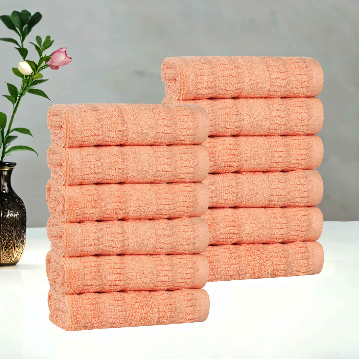 Mika Smart Twist Viscose Cotton Blend Face Towels Washcloths Set of 12