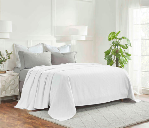 Milan Cotton Textured Jacquard Striped Lightweight Woven Blanket