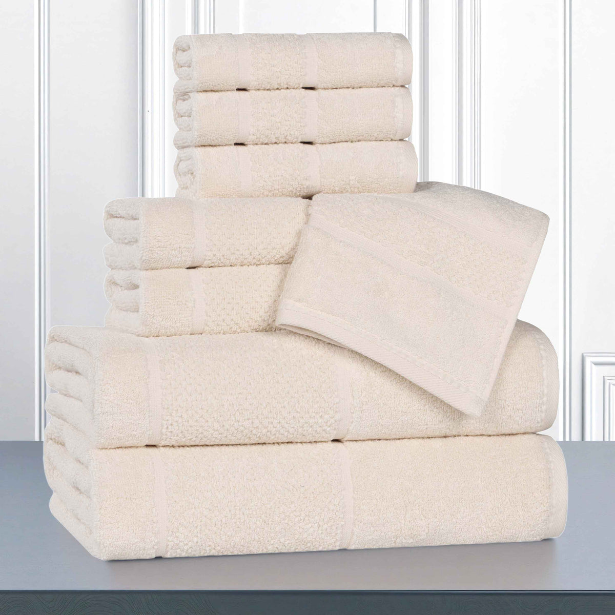 Mile Smart Twist Viscose Cotton Blend Solid 8 Piece Towel Set