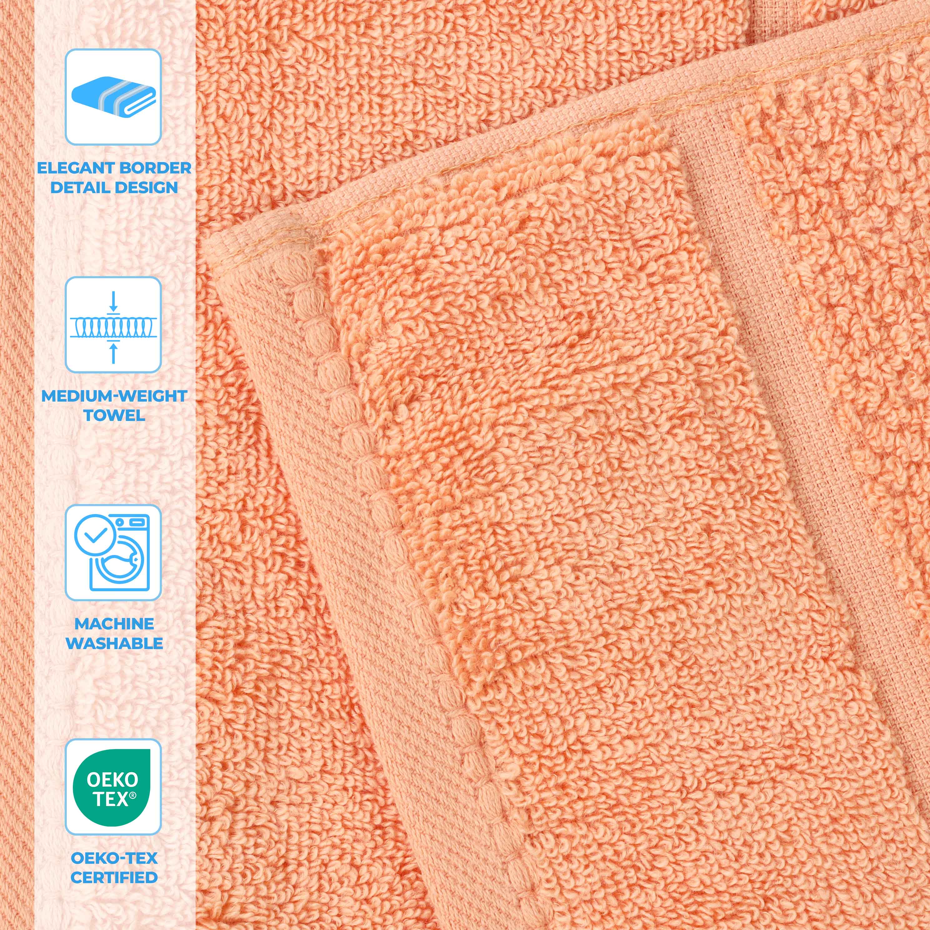 Mile Smart Twist Viscose Cotton Blend Solid 8 Piece Towel Set