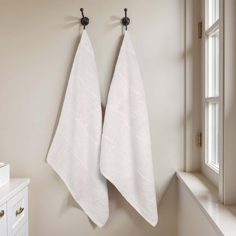 Mile Smart Twist Viscose Cotton Blend Solid Bath Sheets, Set of 2