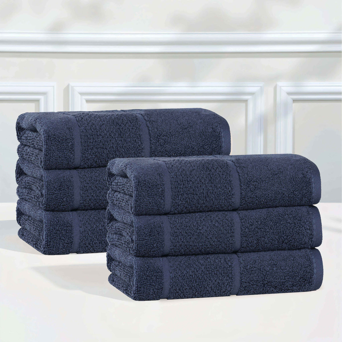 Mile Smart Twist Viscose Cotton Blend Solid Hand Towels, Set of 6