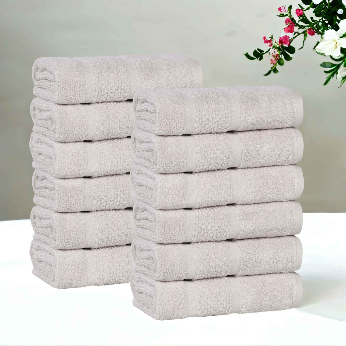 Mile Smart Twist Viscose Cotton Blend Face Towels Washcloths Set of 12