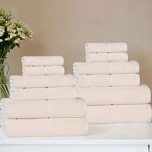 Mile Smart Twist Viscose Cotton Blend Solid 12 Piece Towel Set
