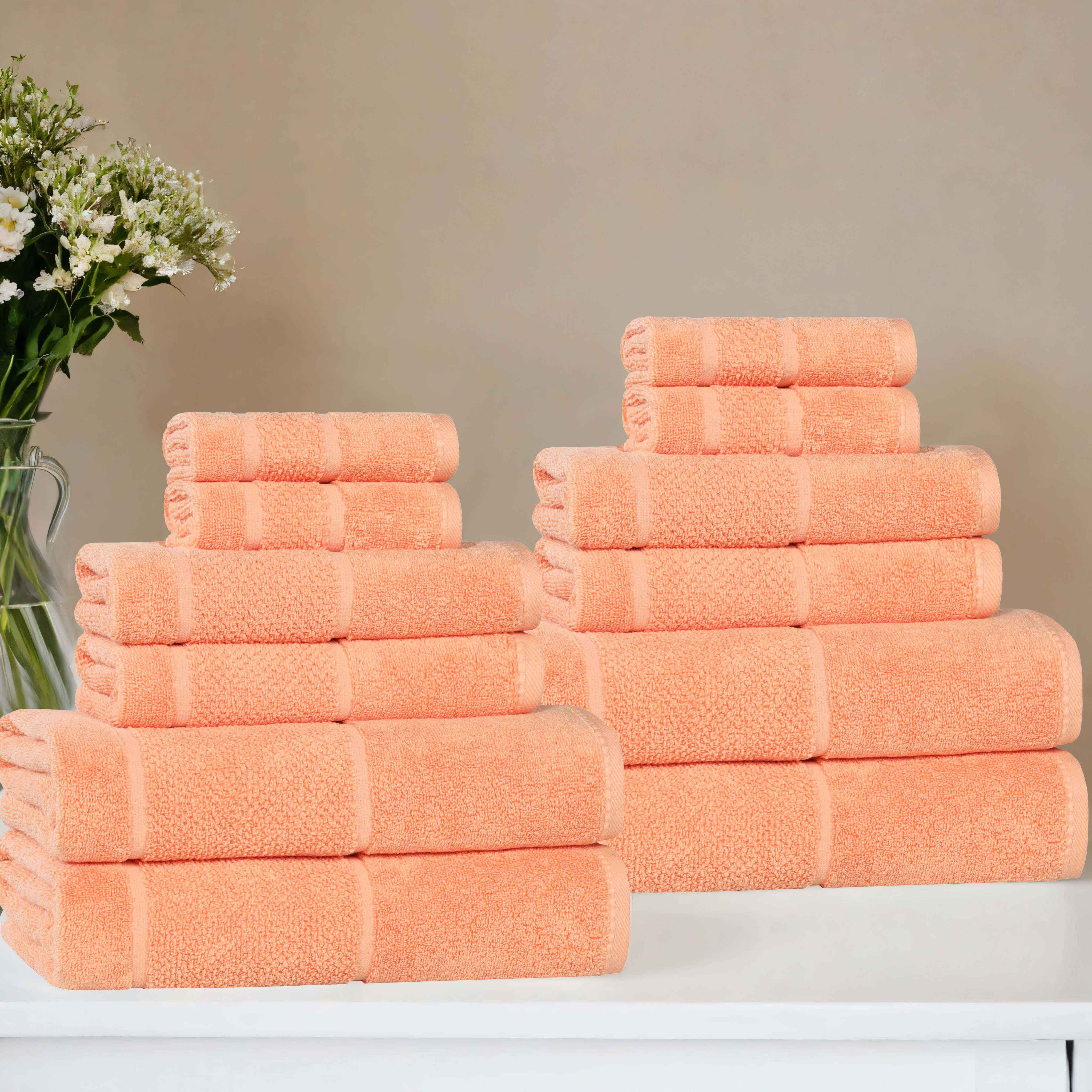 Mile Smart Twist Viscose Cotton Blend Solid 12 Piece Towel Set