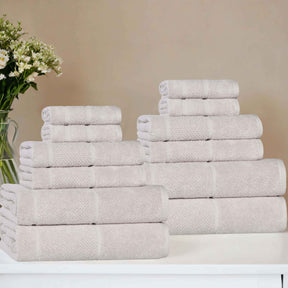 Mile Smart Twist Viscose Cotton Blend Solid 12 Piece Towel Set