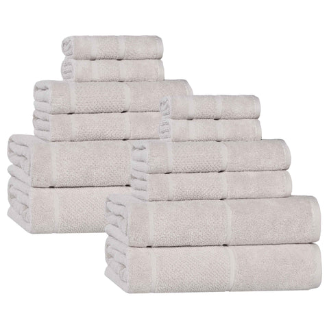 Mile Smart Twist Viscose Cotton Blend Solid 12 Piece Towel Set