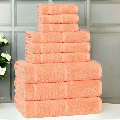 Mile Smart Twist Viscose Cotton Blend Solid 9 Piece Towel Set