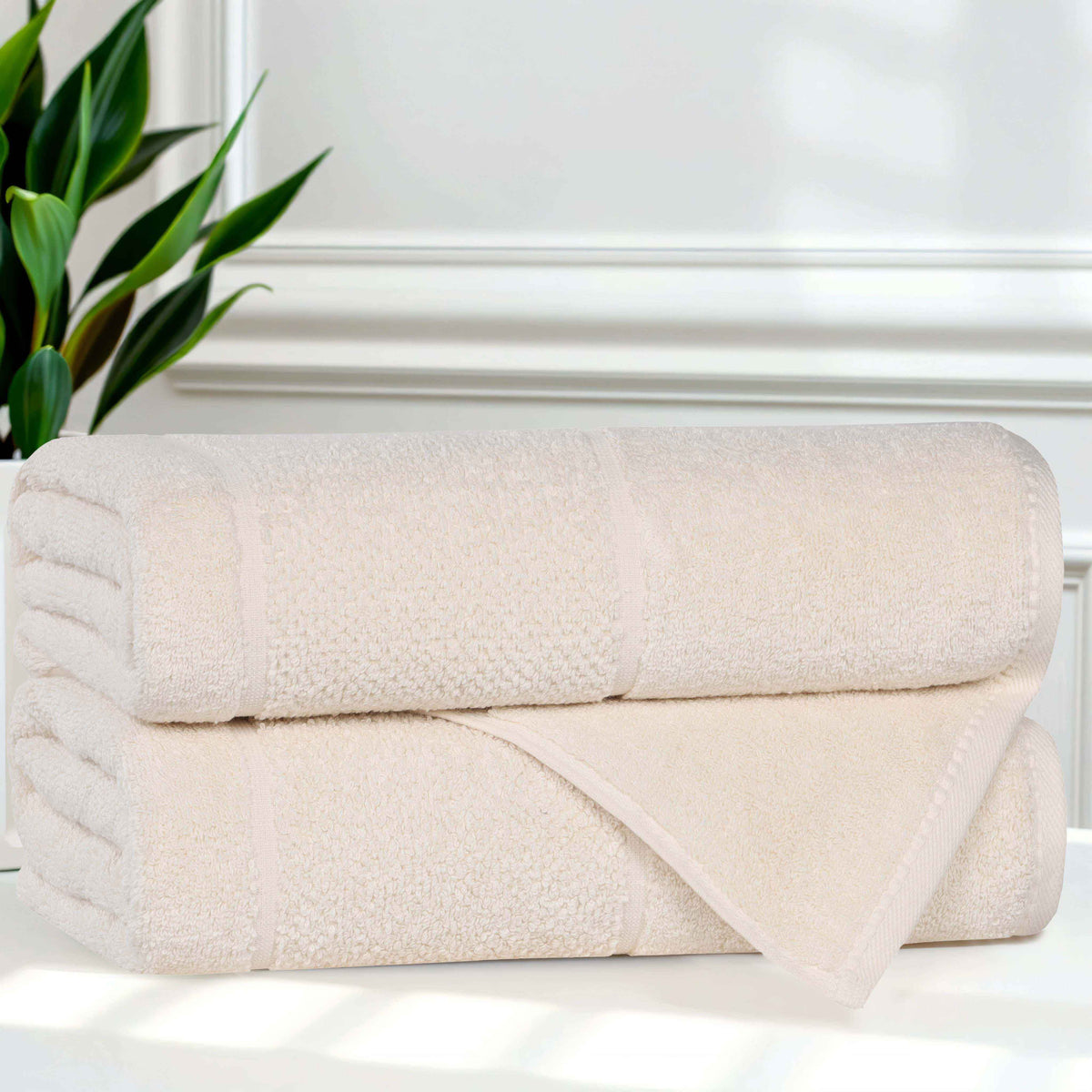 Mile Smart Twist Viscose Cotton Blend Solid Bath Towels, Set of 2