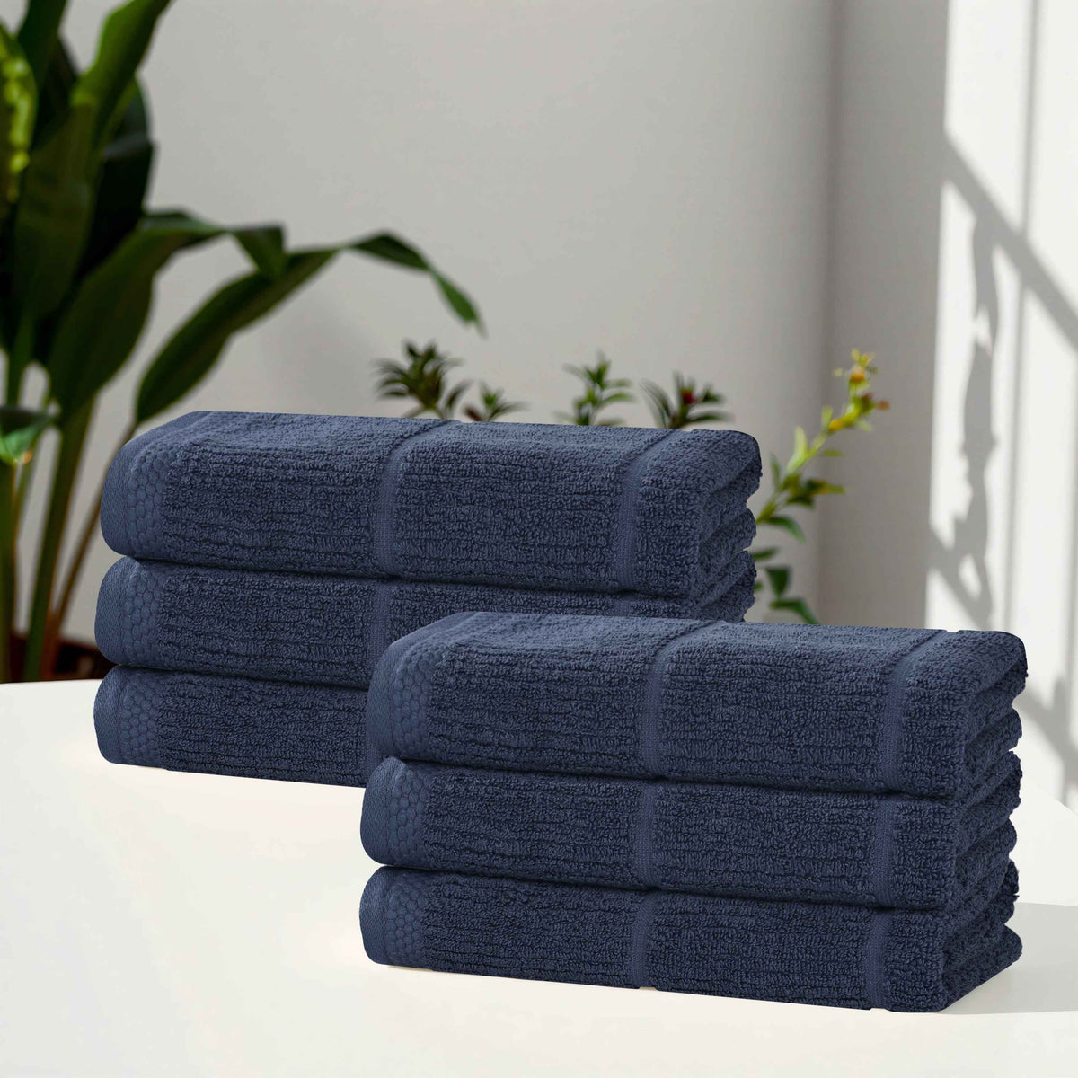 Milo Smart Twist Viscose Cotton Blend Solid Hand Towels, Set of 6